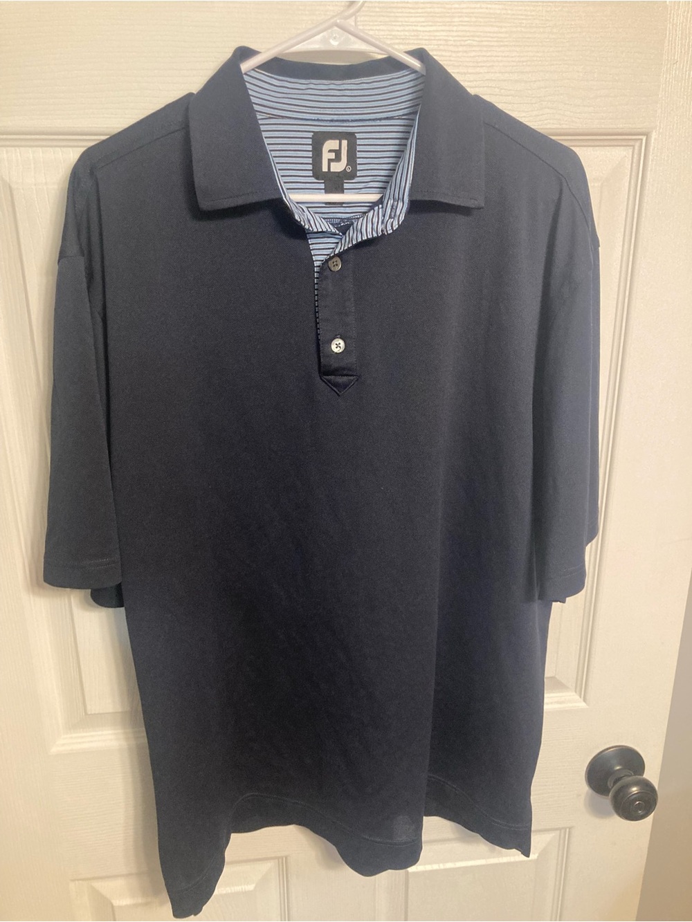FootJoy Dark Navy Polo with Striped Inner Collar